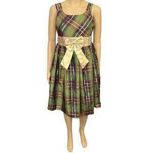 Bonnie Jean Girls 1-Piece Size 16 1/2 Green Purple Gold Plaid‎ Formal Dress